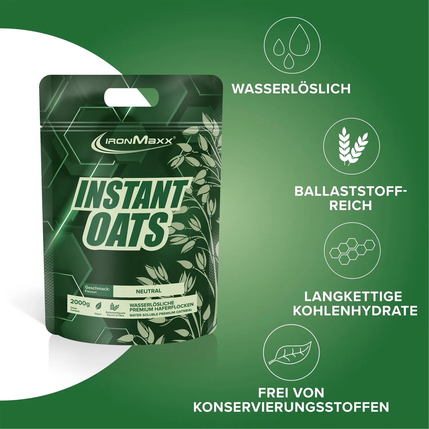 IronMaxx Instant Oats Neutral Haferpulver 2000g