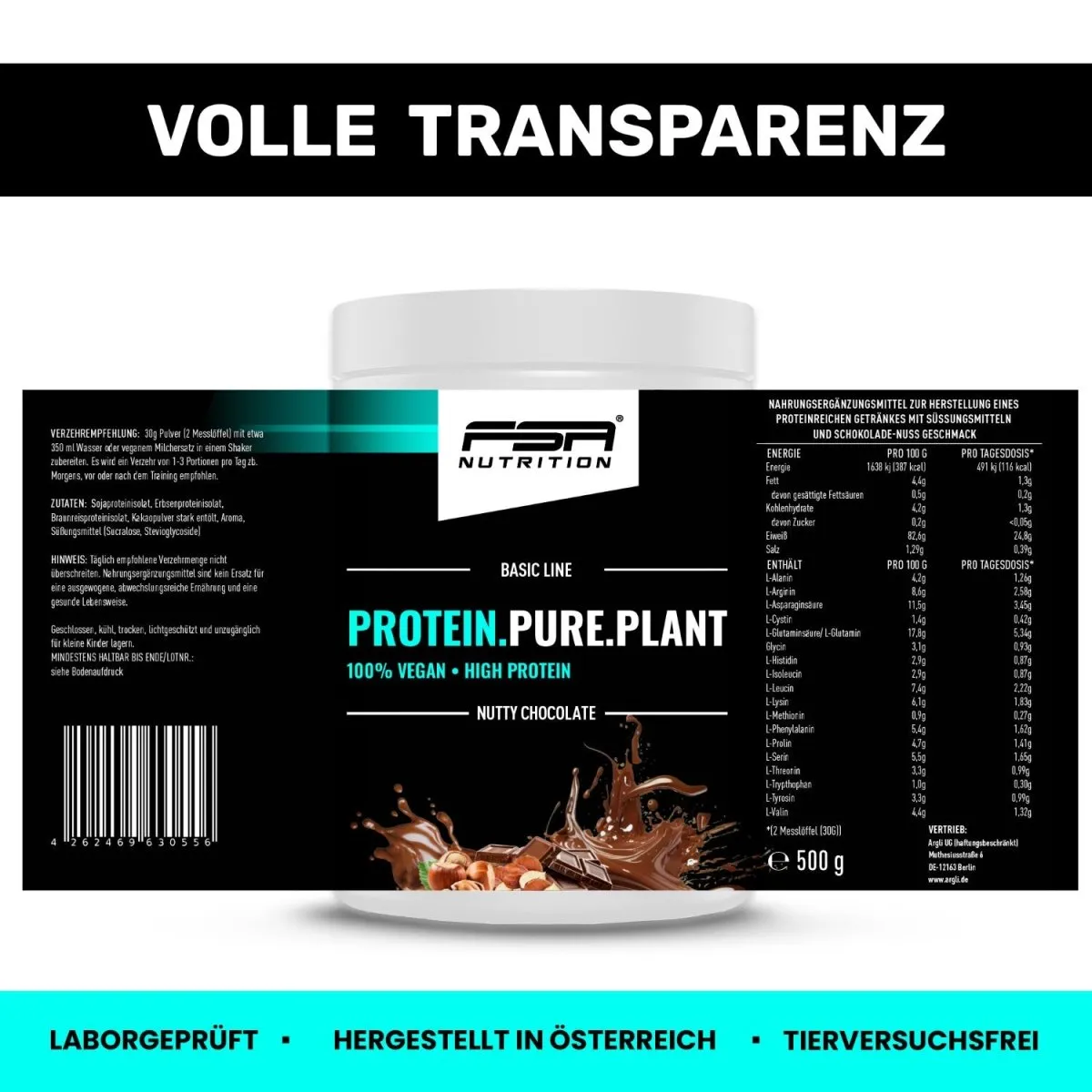 FSA Nutrition Pure Plant Protein Nutty Chocolate vegan