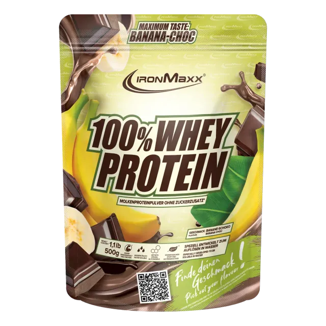 IronMaxx 100% Whey Proteinpulver Banana Choc 500g zuckerfrei