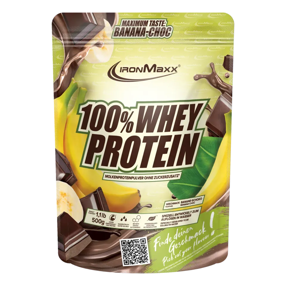IronMaxx 100% Whey Proteinpulver Banana Choc 500g zuckerfrei