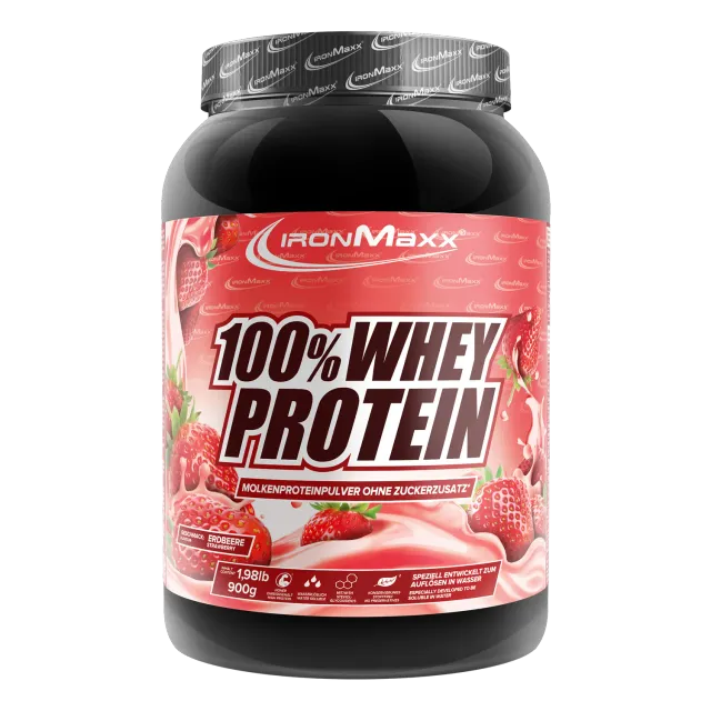 IronMaxx 100% Whey Protein Strawberry 900g Muskelaufbau