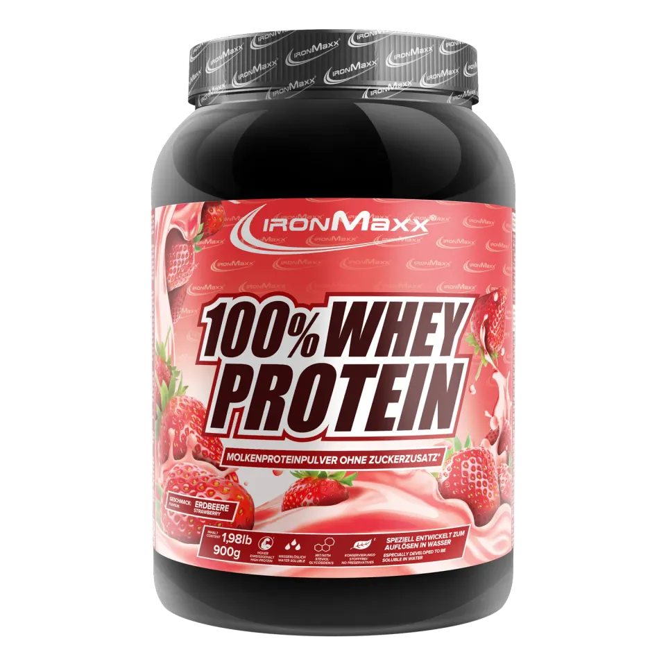 IronMaxx 100% Whey Protein Strawberry 900g Muskelaufbau