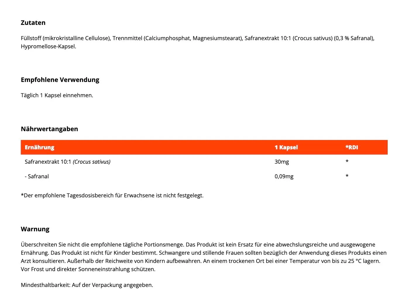 GymBeam Safranextrakt Kapseln 30mg 60 Stück vegan