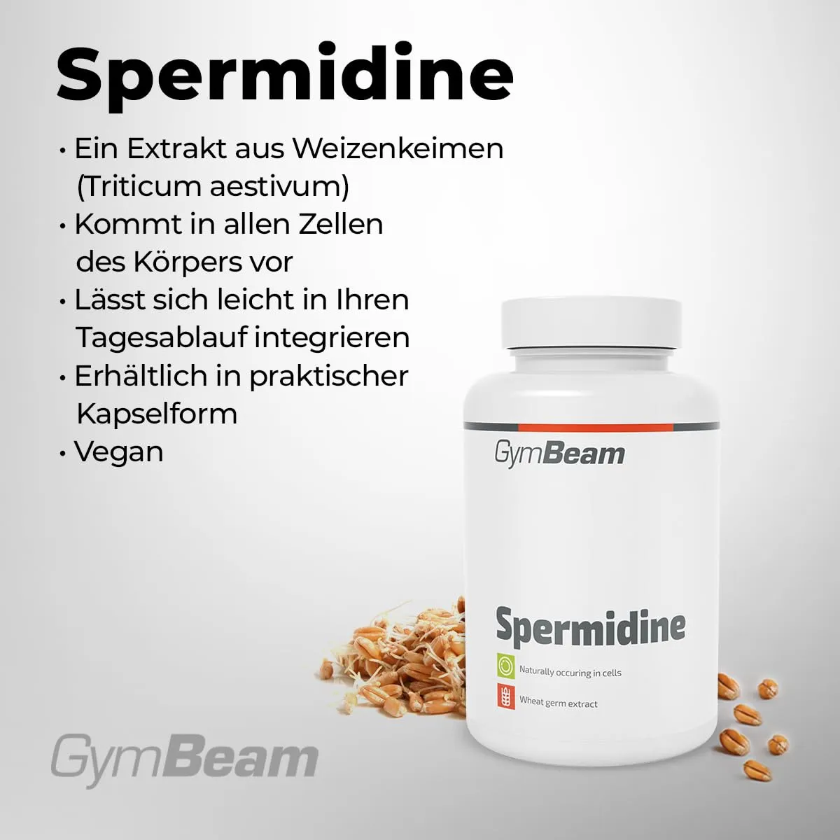 GymBeam Spermidin Kapseln 90 Weizenkeim Zellschutz