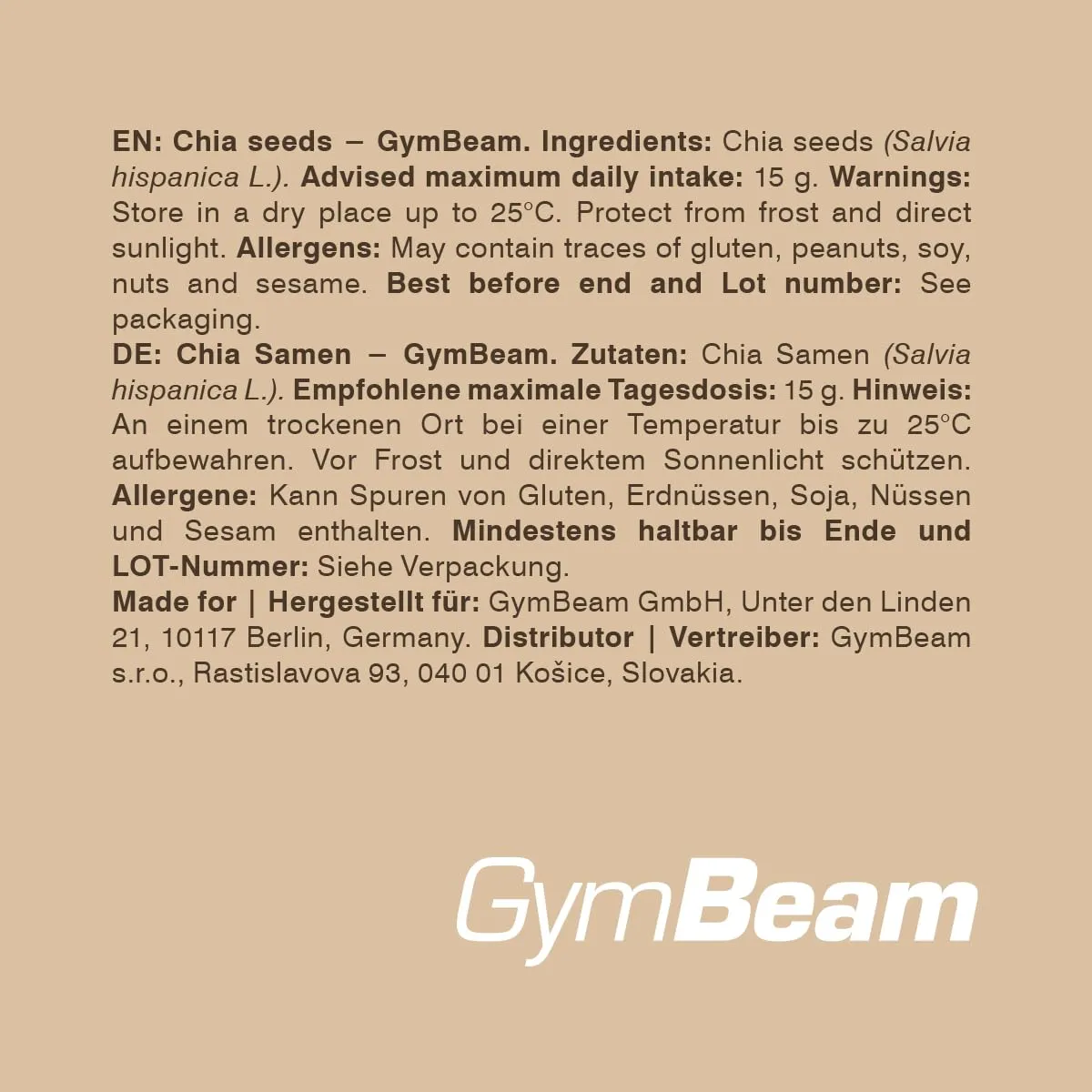 GymBeam Chiasamen 1000g Superfood glutenfrei