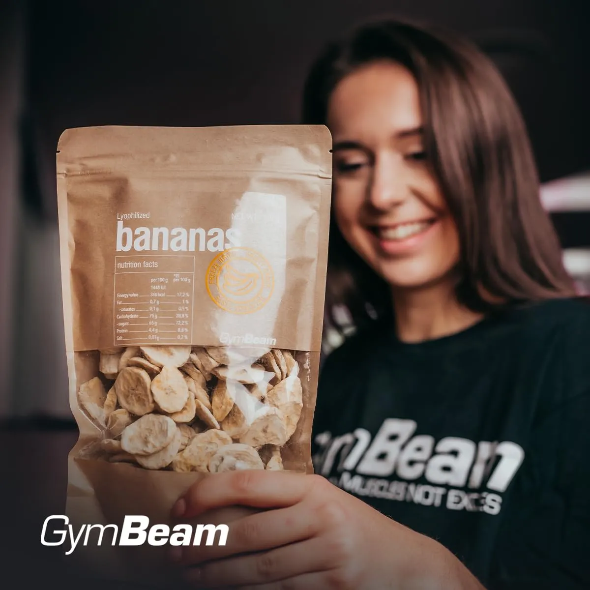 GymBeam gefriergetrocknete Bananen Snack 100g ohne Zuckerzusatz