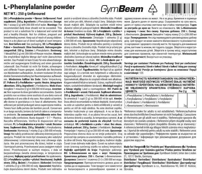 GymBeam L-Phenylalanin Pulver 250 g neutral vegan