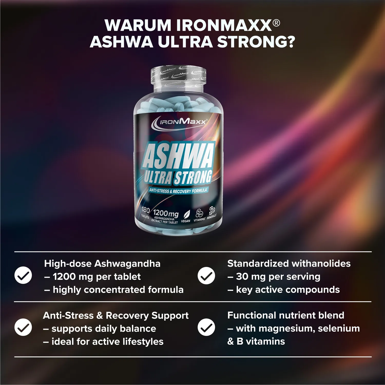 IronMaxx Ashwagandha Ultra Strong Tabletten 180 hochdosiert