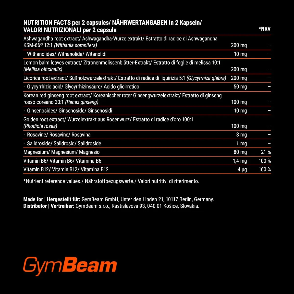 GymBeam VitaCalm KSM-66 Ashwagandha Kapseln beruhigend