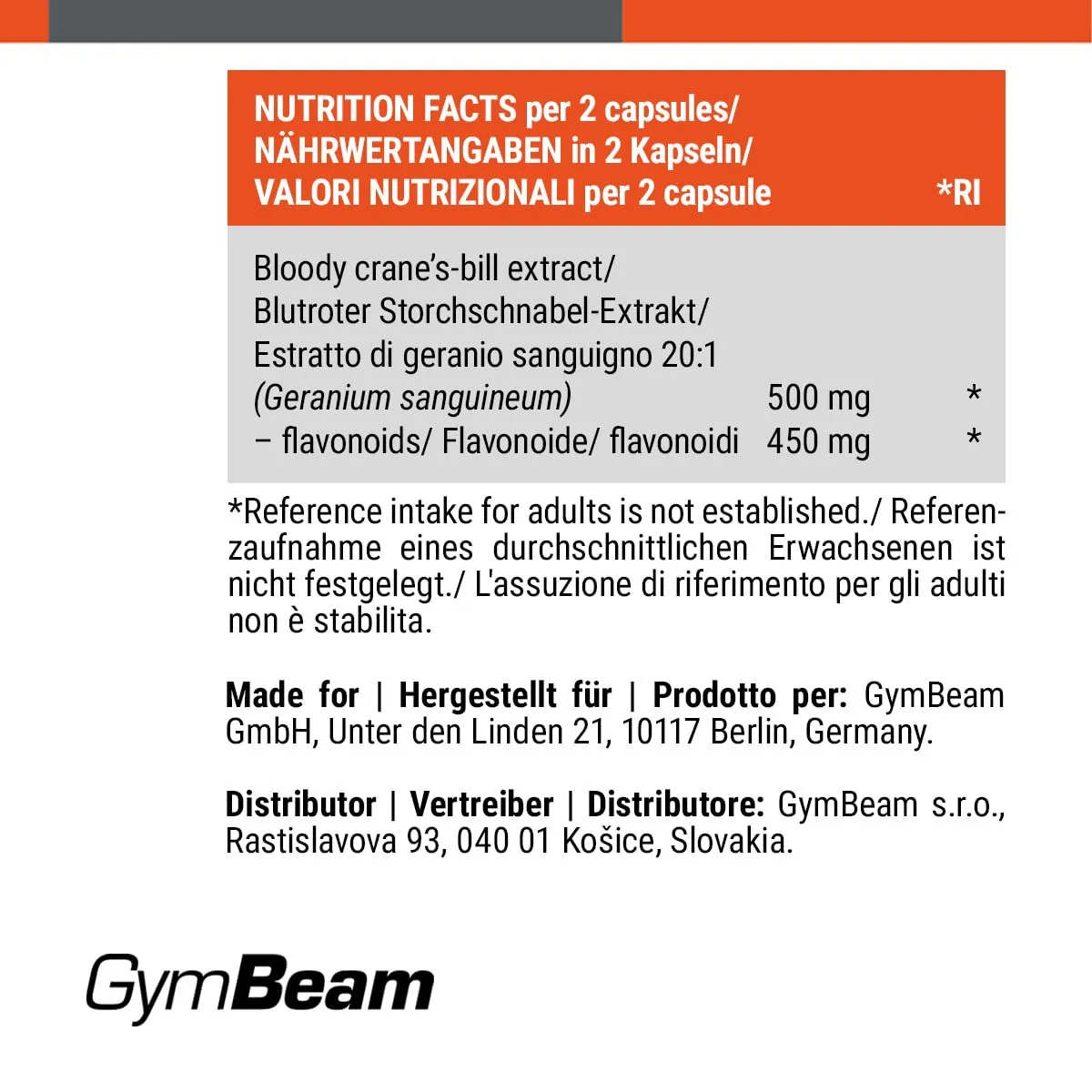 GymBeam Geranium Kapseln 90 Kapseln 20:1 Extrakt