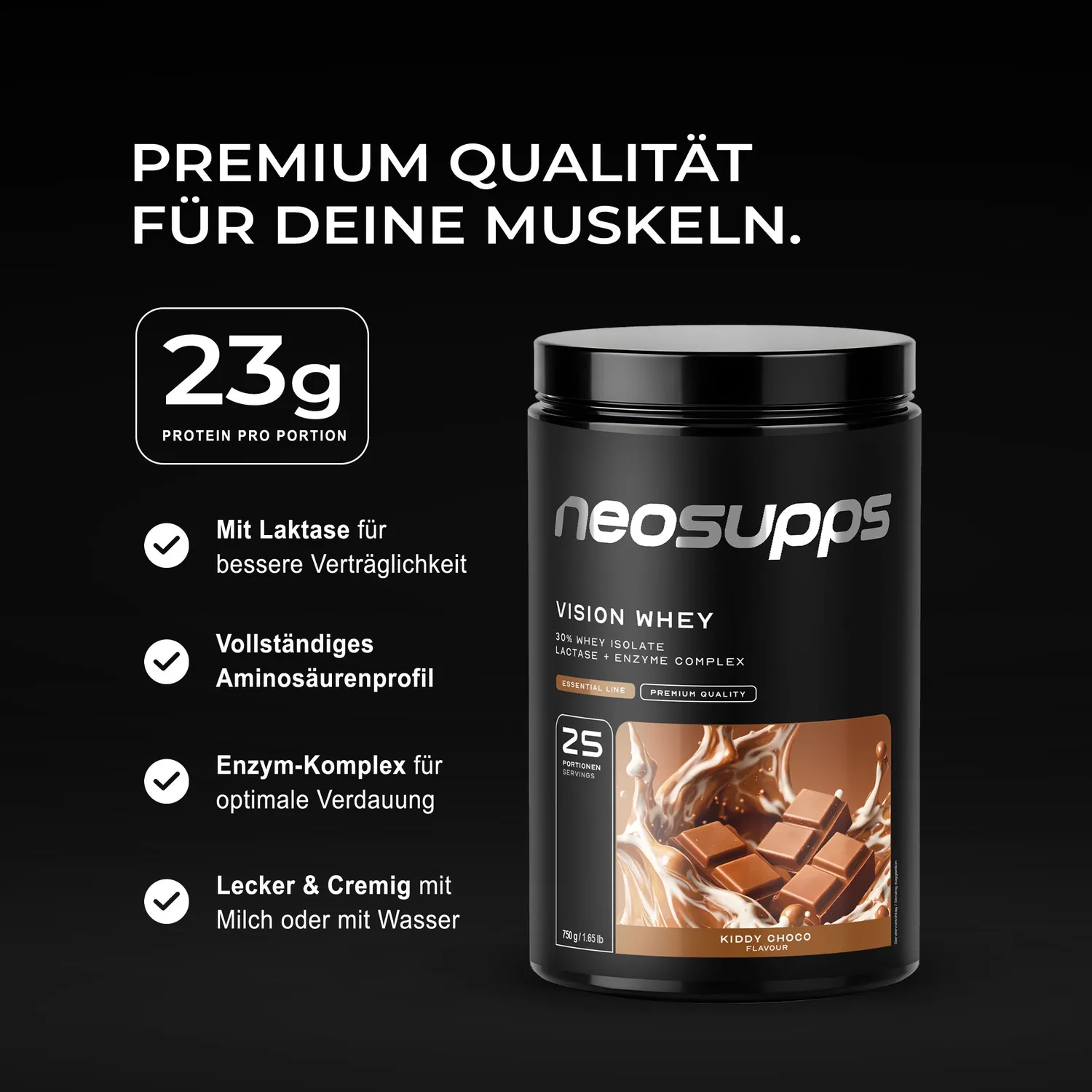 Neosupps Vision Whey Proteinpulver Kiddy Choco 750g Schoko
