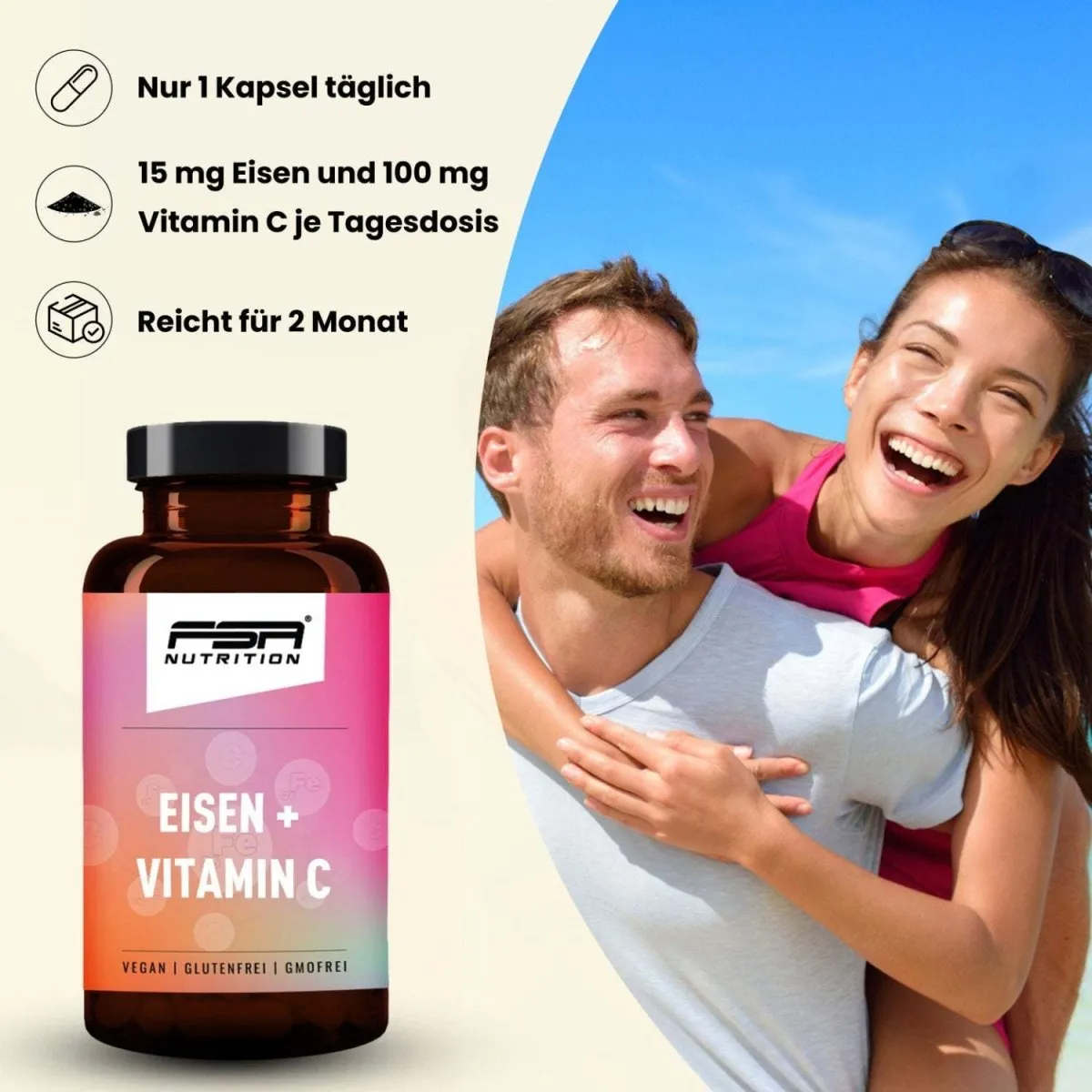 FSA Nutrition Eisen + Vitamin C Nahrungsergänzung hochdosiert