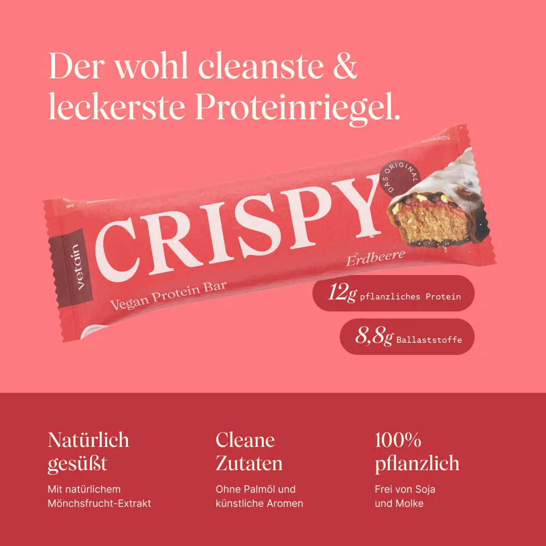 Vetain Crispy Proteinriegel Erdbeere 12er Pack