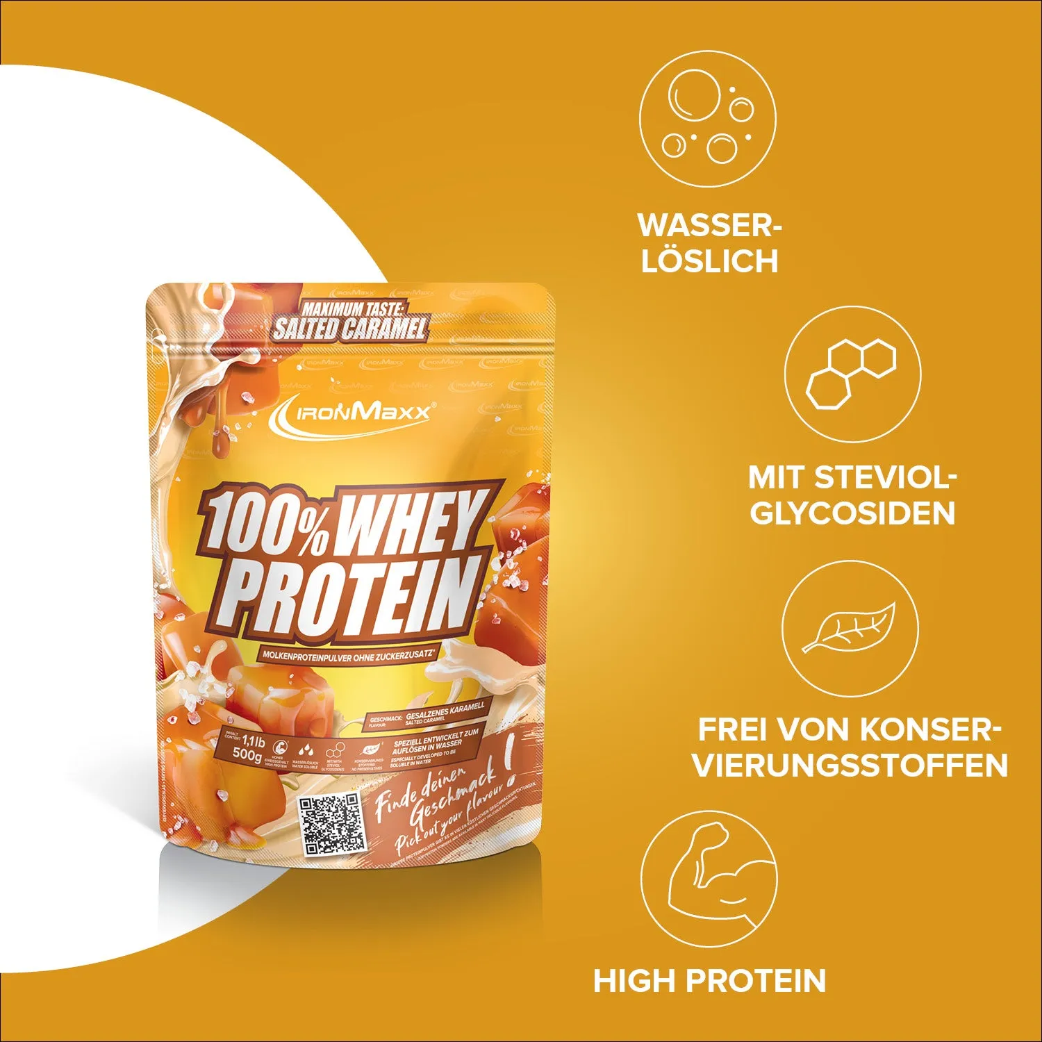 IronMaxx 100% Whey Protein Salted Caramel 500g
