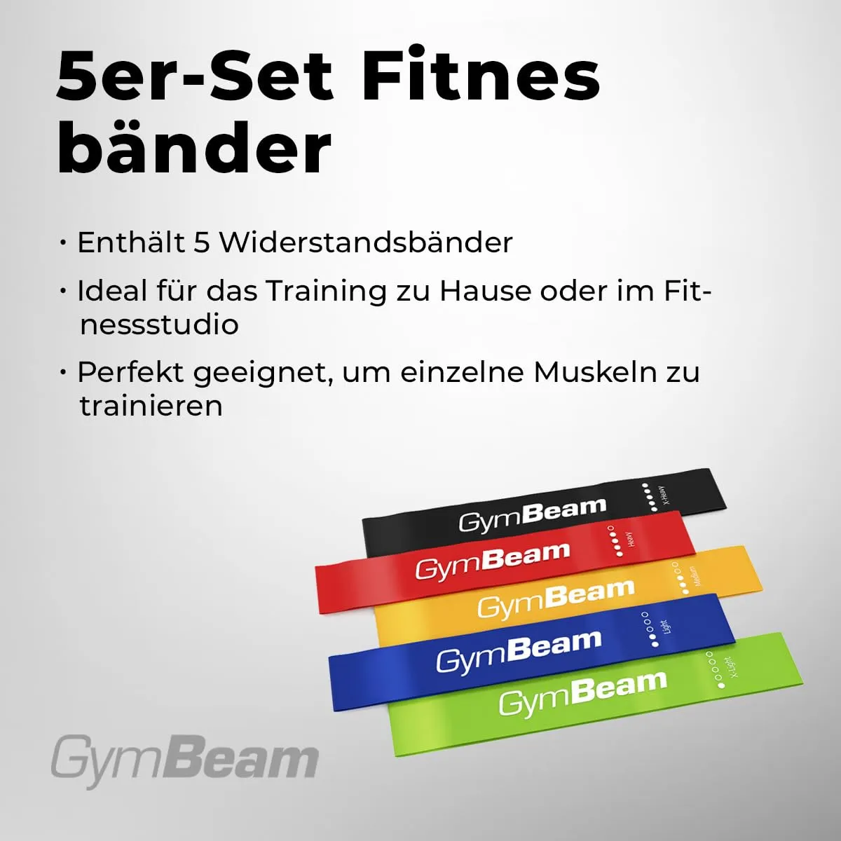 GymBeam Fitnessbänder 5er-Set Widerstandsbänder 5 Stärken