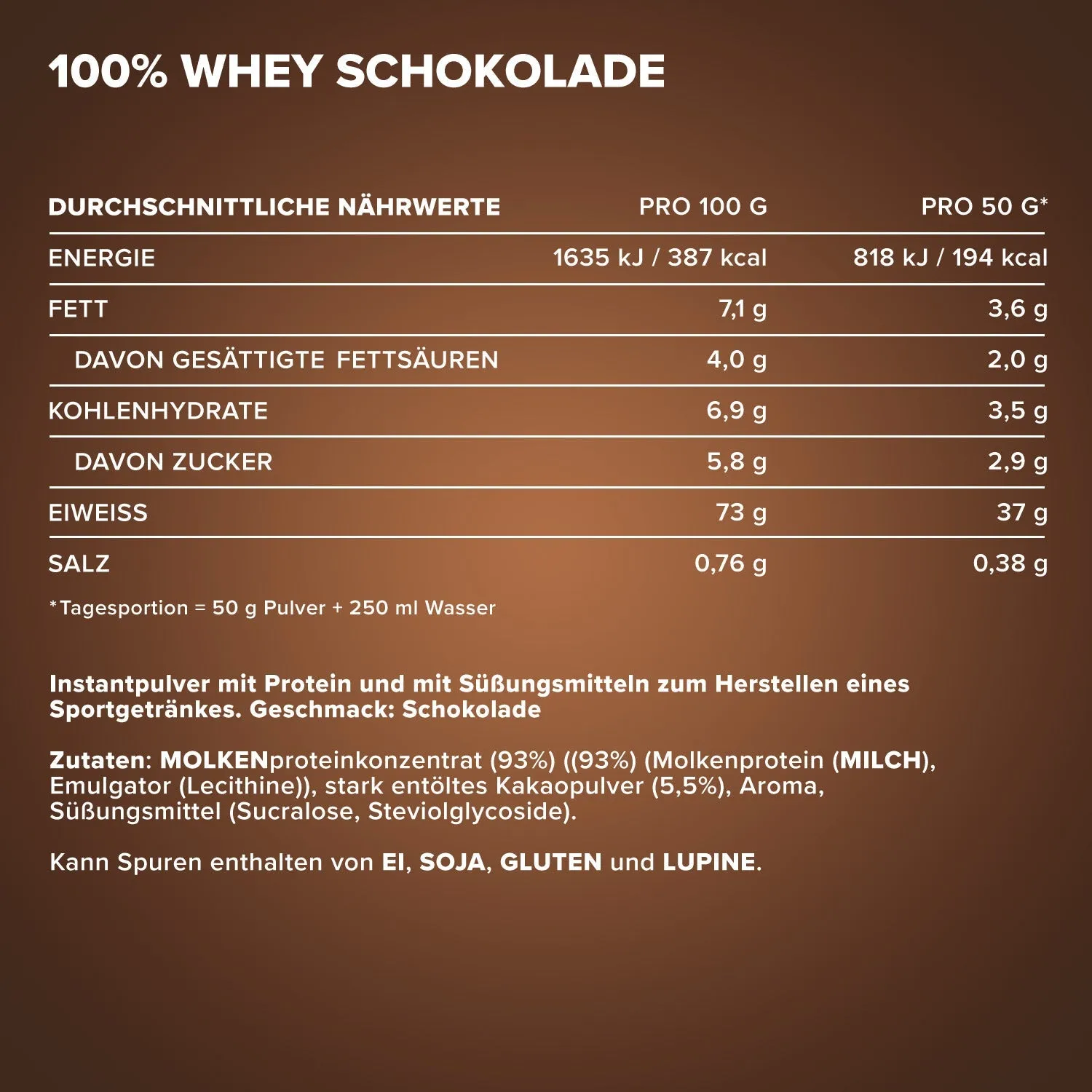 IronMaxx 100% Whey Proteinpulver Milchschokolade 500g zuckerfrei