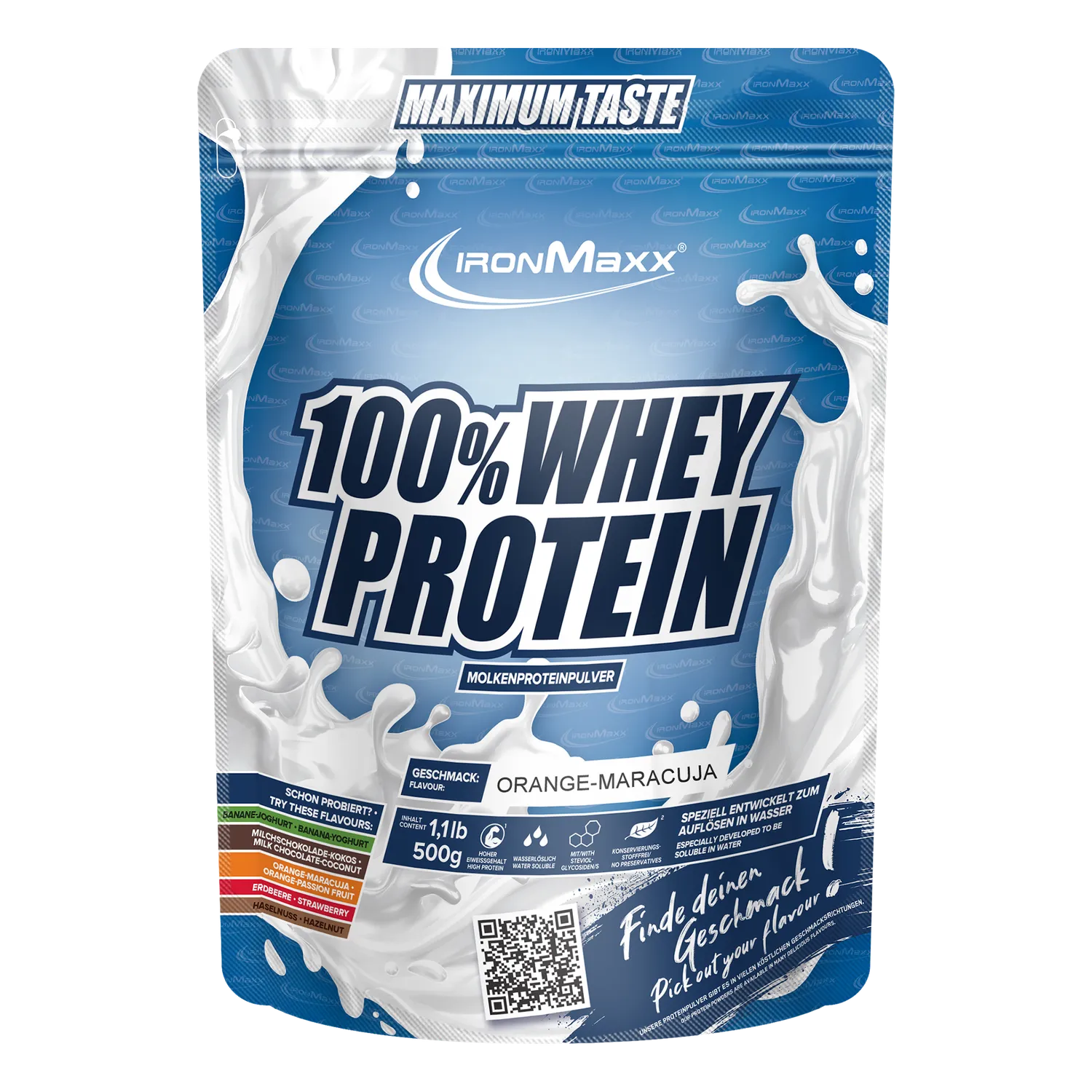 IronMaxx 100% Whey Protein Orange Maracuja 500 g fruchtig