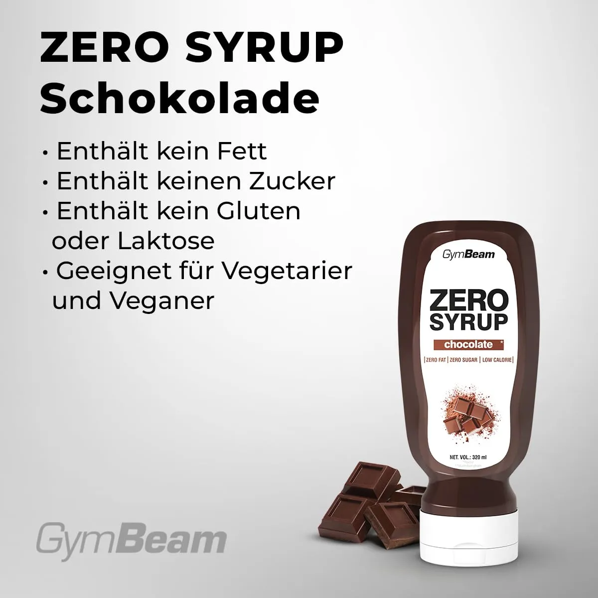 GymBeam Zero Syrup Schokolade 320ml zuckerfrei