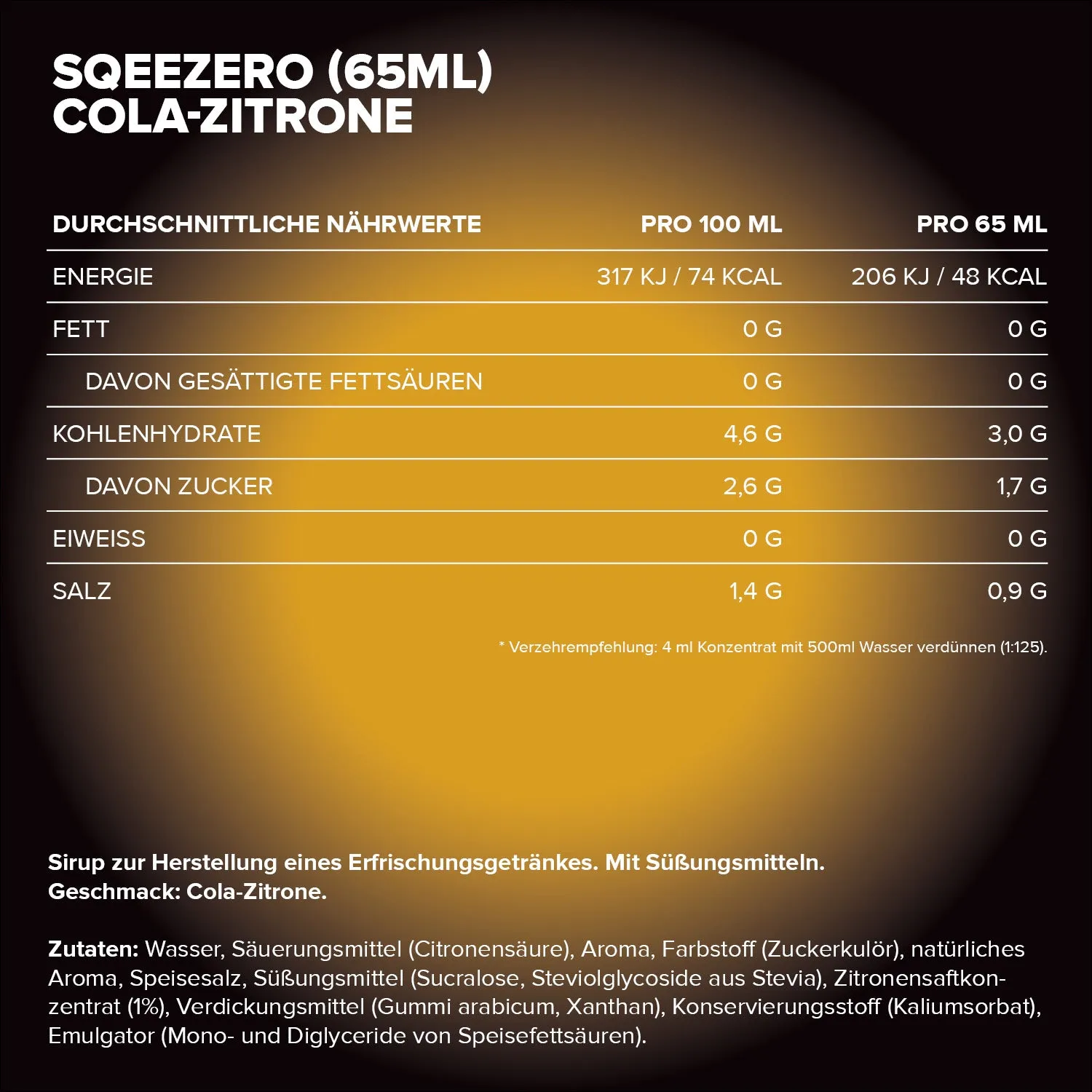 IronMaxx SqueeZero Sirup Cola Lemon 65ml zuckerfrei