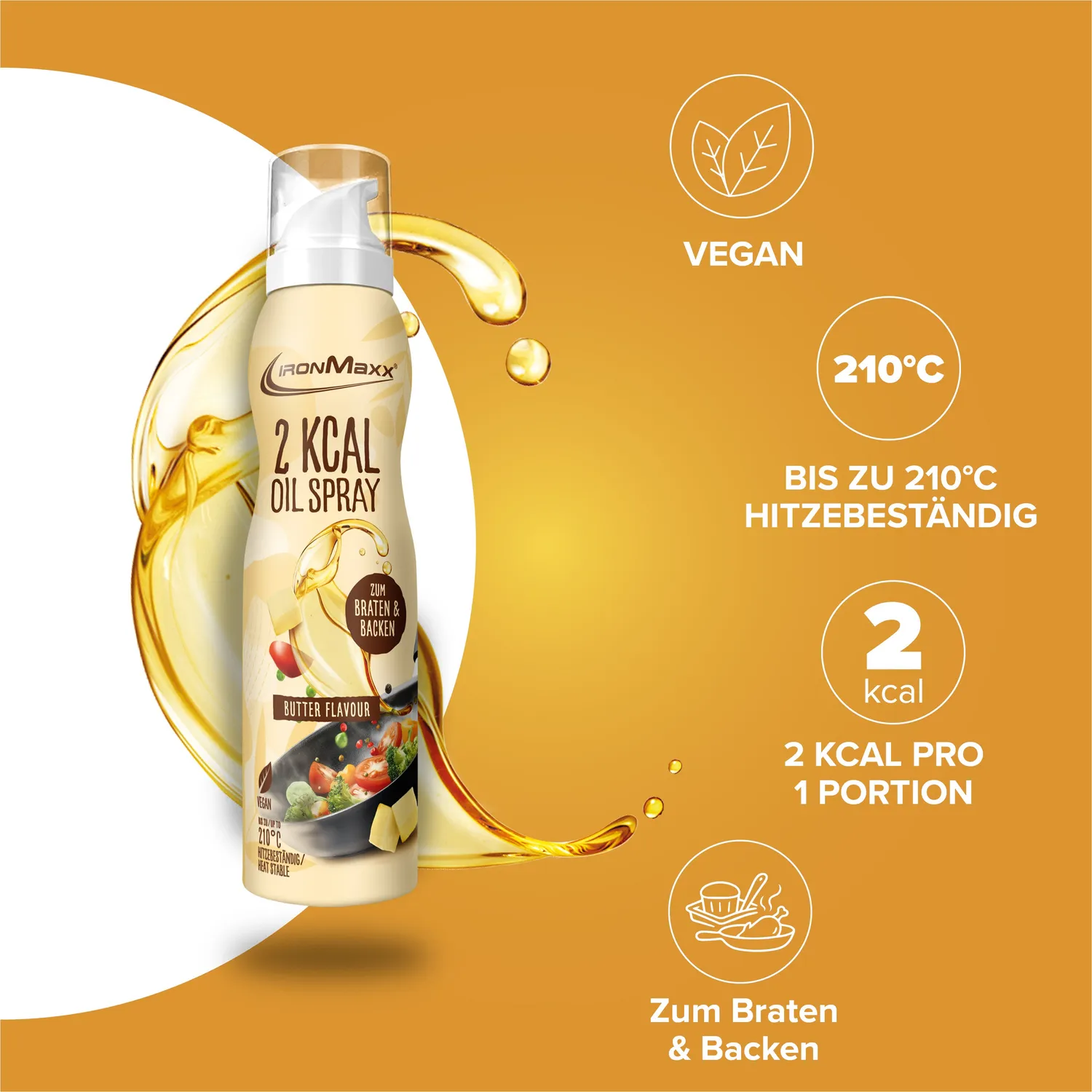 IronMaxx SqueeZero Ölspray Butter 200ml 2 kcal