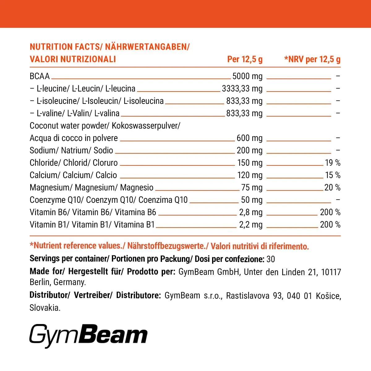 GymBeam BCAA Hydrate Pulver Blaue Himbeere 375 g mit Elektrolyten