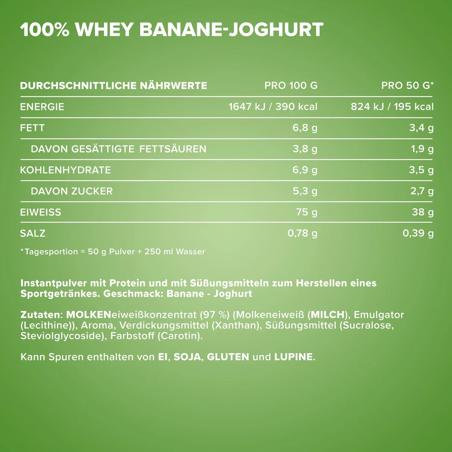 IronMaxx 100% Whey Protein Banane Yoghurt 900g zuckerfrei