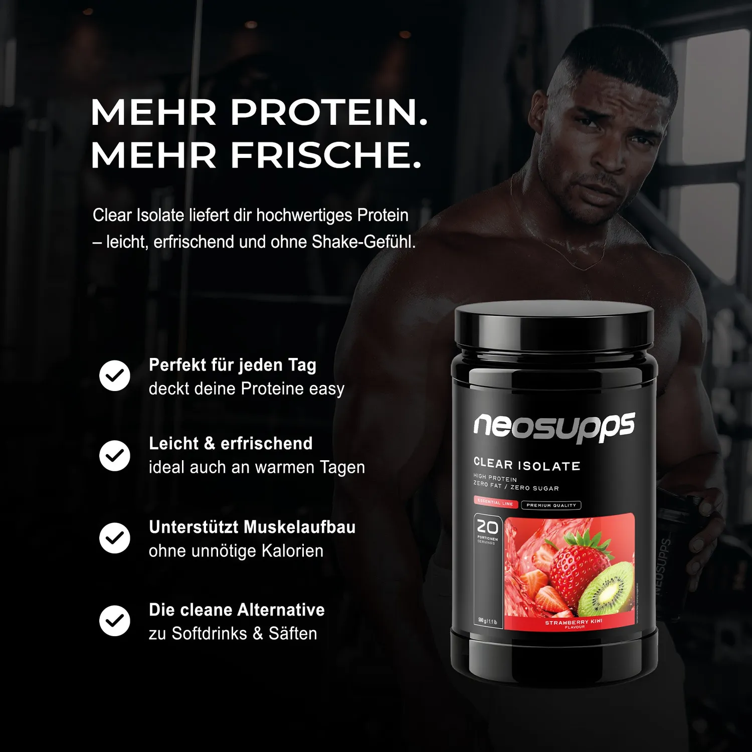 Neosupps Clear Isolate Strawberry-Kiwi 500g zuckerfrei