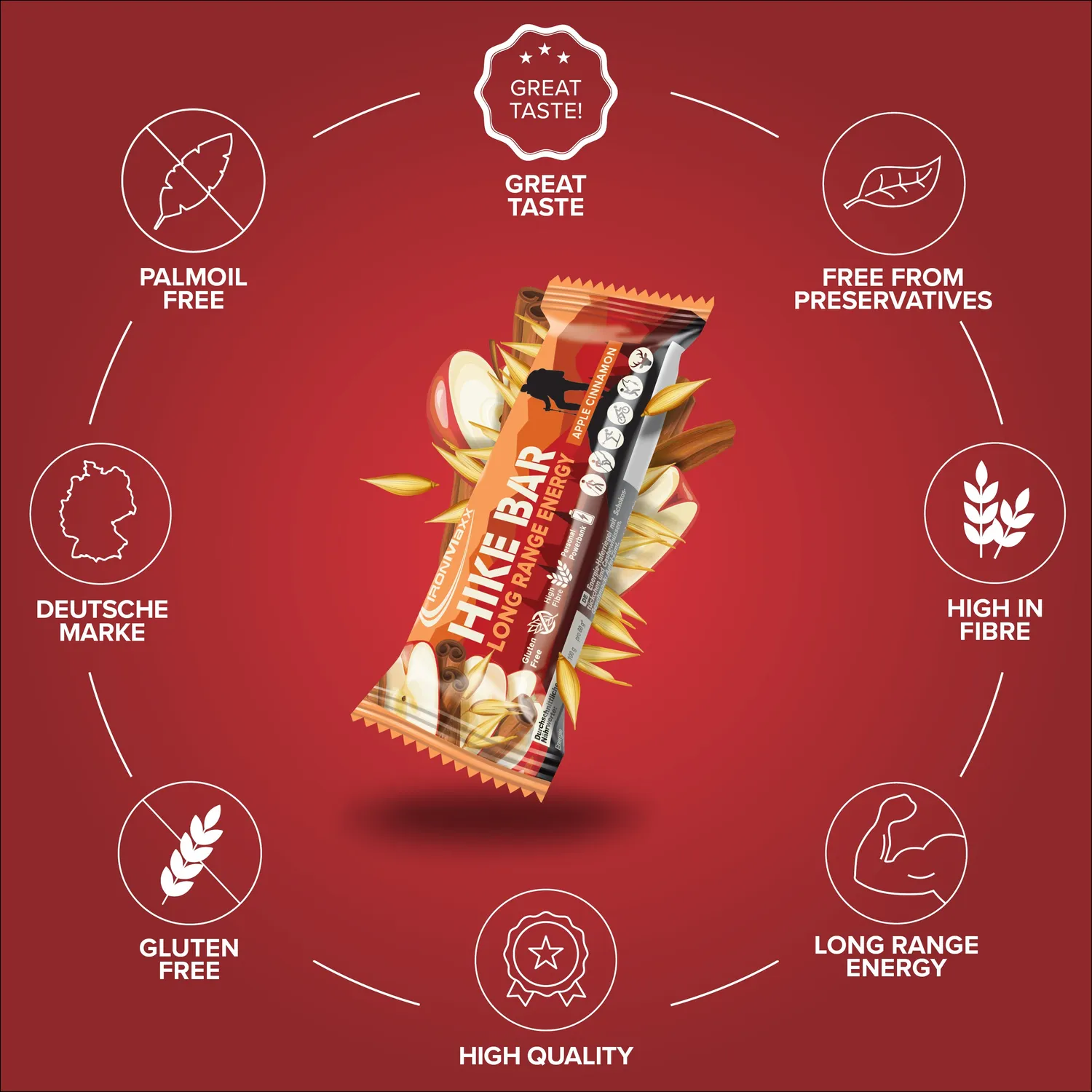 IronMaxx Hike Bar Energieriegel 60g Apple Cinnamon vegan