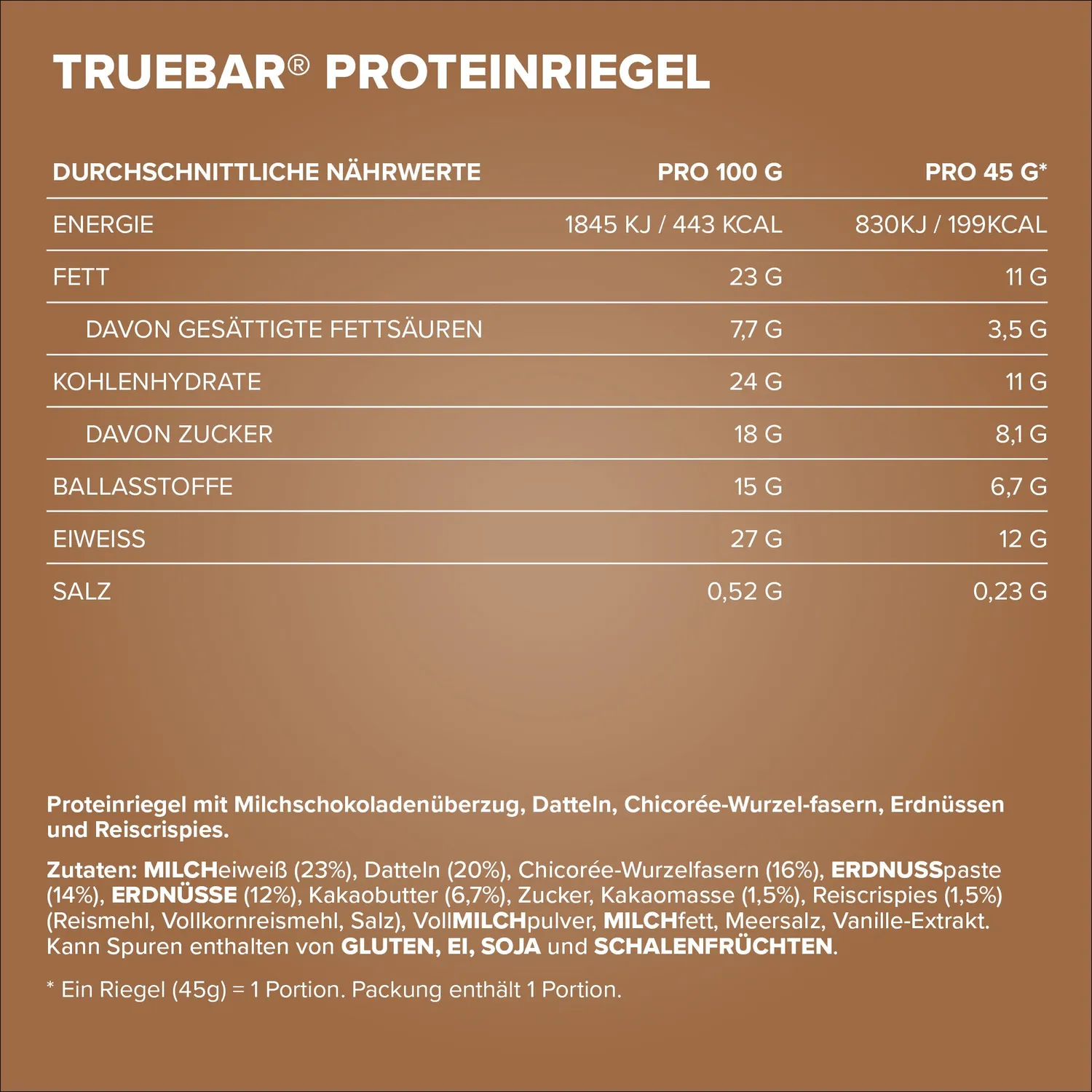 IronMaxx TrueBar Proteinriegel Chocolate Peanut 12x45g