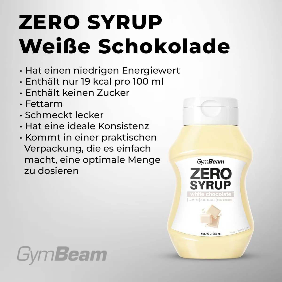 GymBeam Zero Syrup Weiße Schokolade 350 ml Sirup zuckerfrei