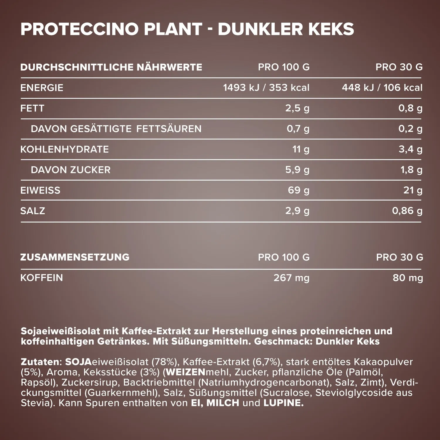 IronMaxx Proteccino Plant Proteinpulver 500g Dark Cookie Crumble vegan
