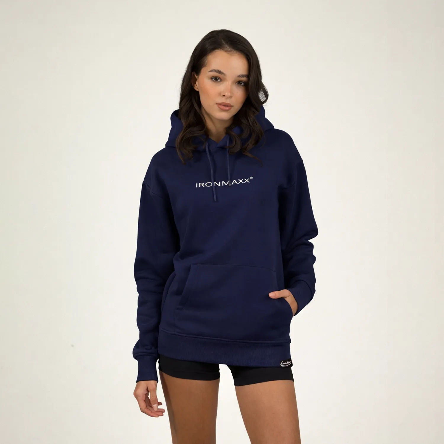 IronMaxx Hoodie Unisex Dunkelblau XL Oversized Baumwolle