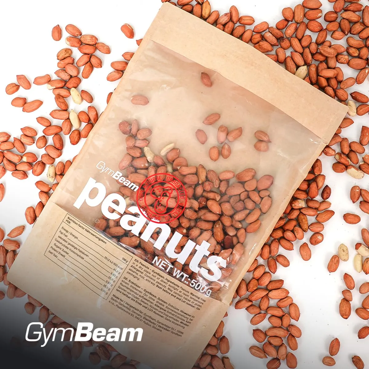 GymBeam Ungesalzene Erdnüsse Snack 1000g naturbelassen