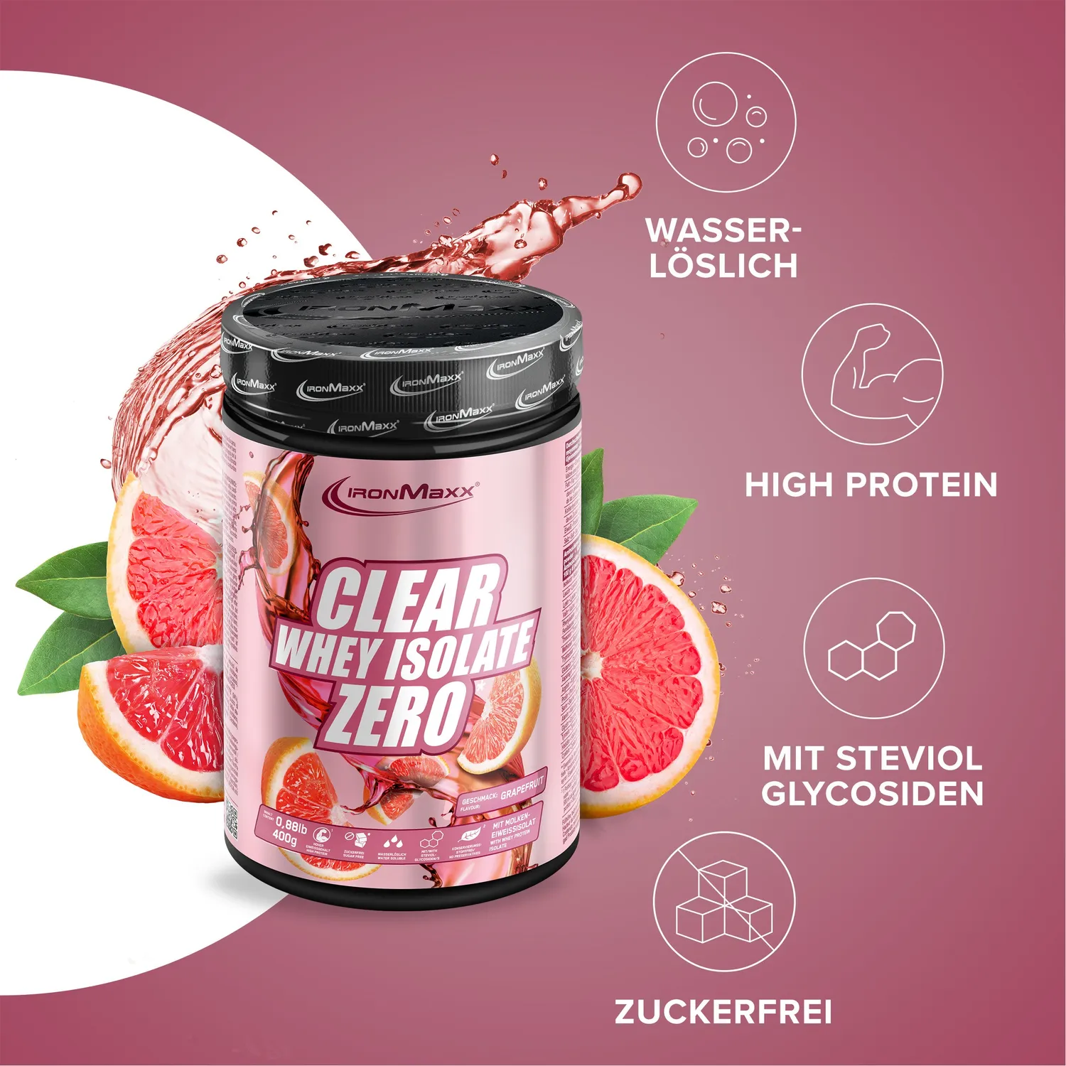 IronMaxx Clear Whey Isolate ZERO Grapefruit 400 g