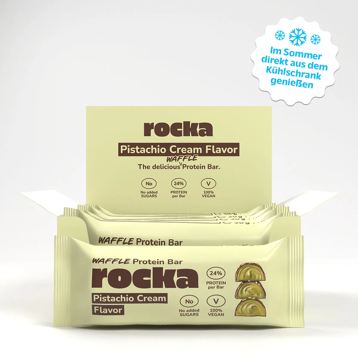 Rocka Waffle Proteinriegel Pistachio Cream 6er Box zuckerfrei