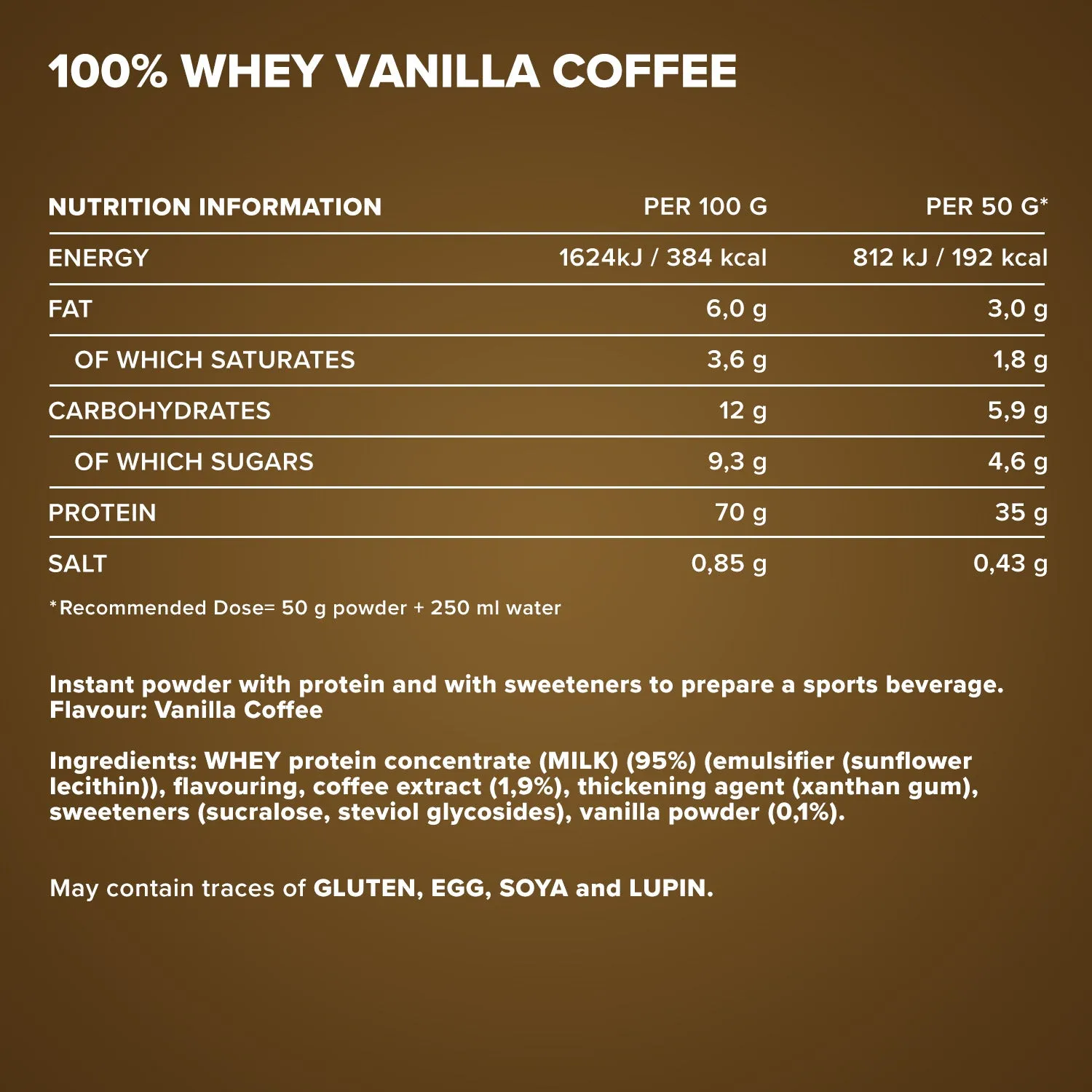 IronMaxx 100% Whey Protein Vanilla Coffee 500g zuckerfrei