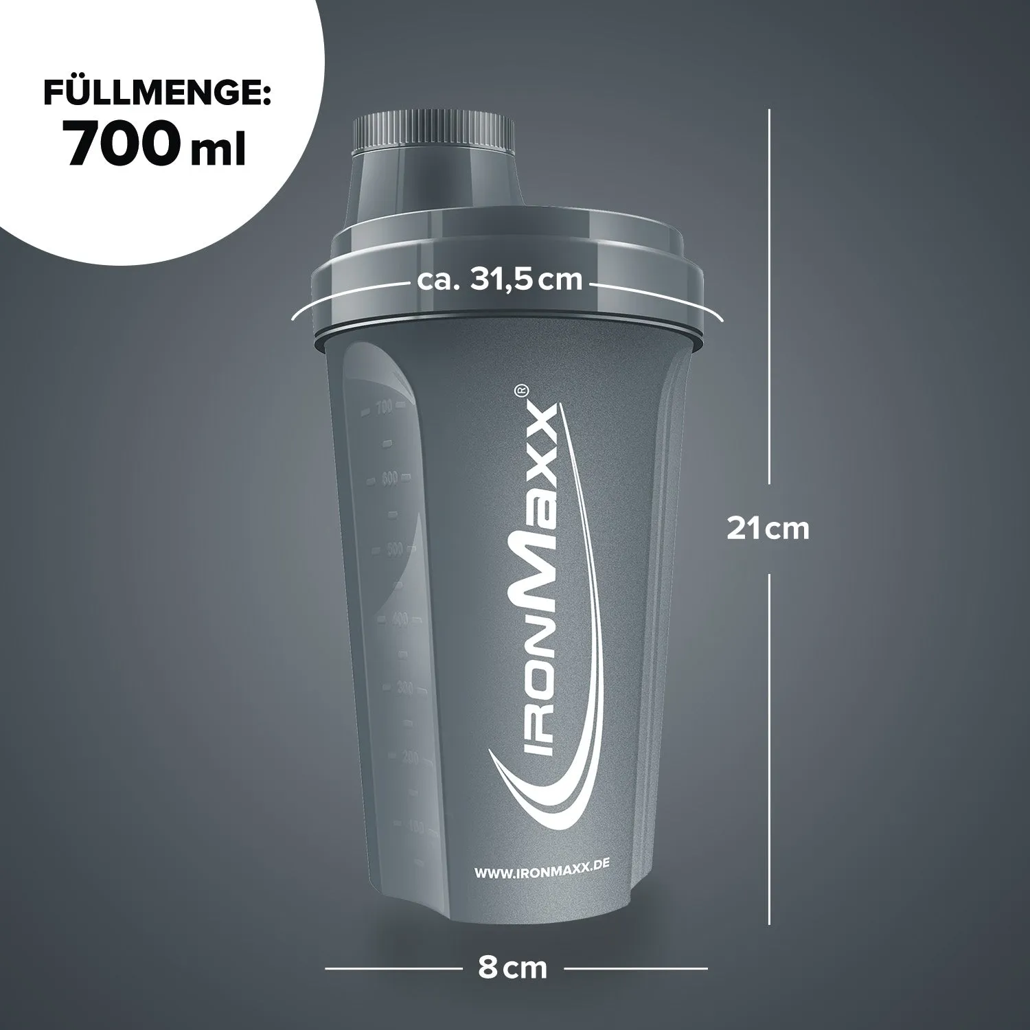 IronMaxx Shaker 700ml Anthrazit Matt BPA-frei