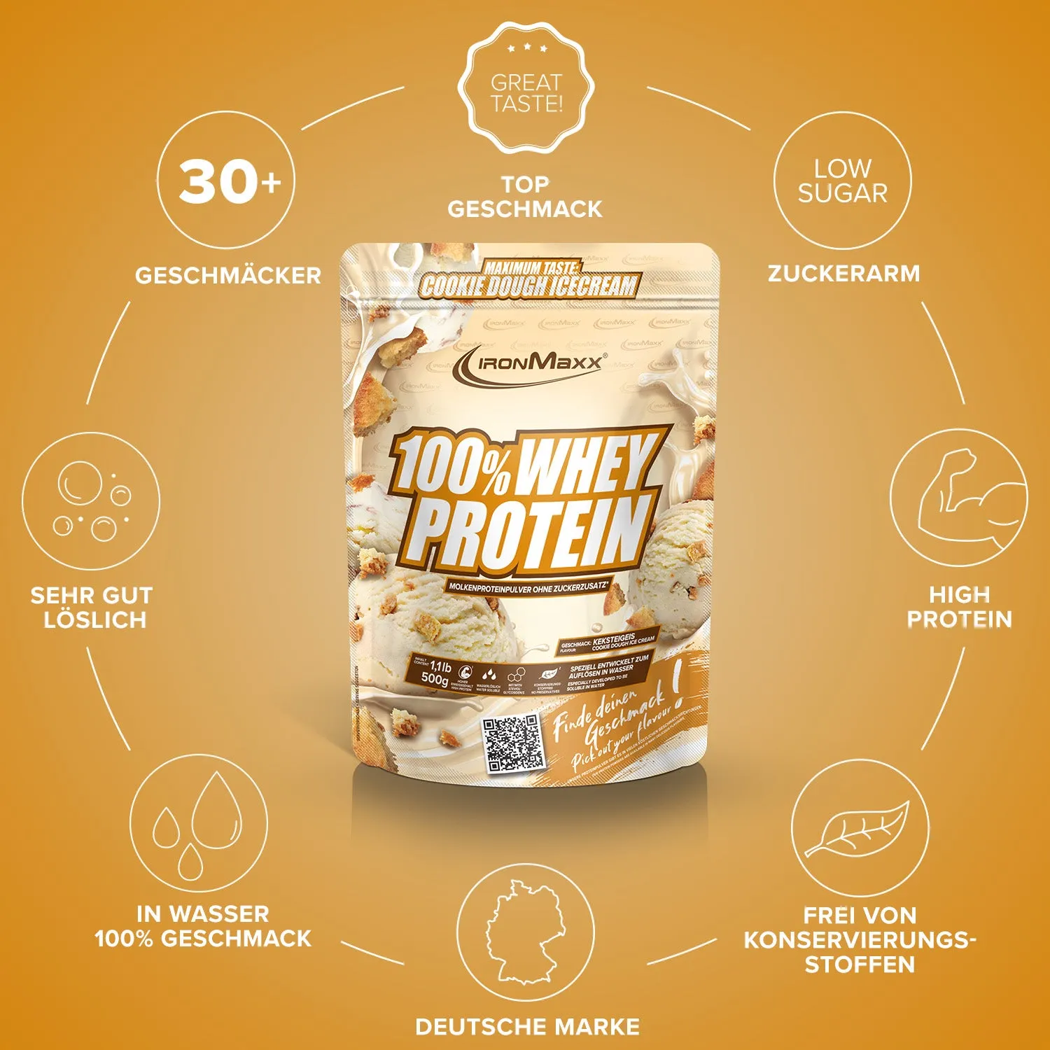 IronMaxx 100% Whey Protein 500g Ice Cream Cookie Dough