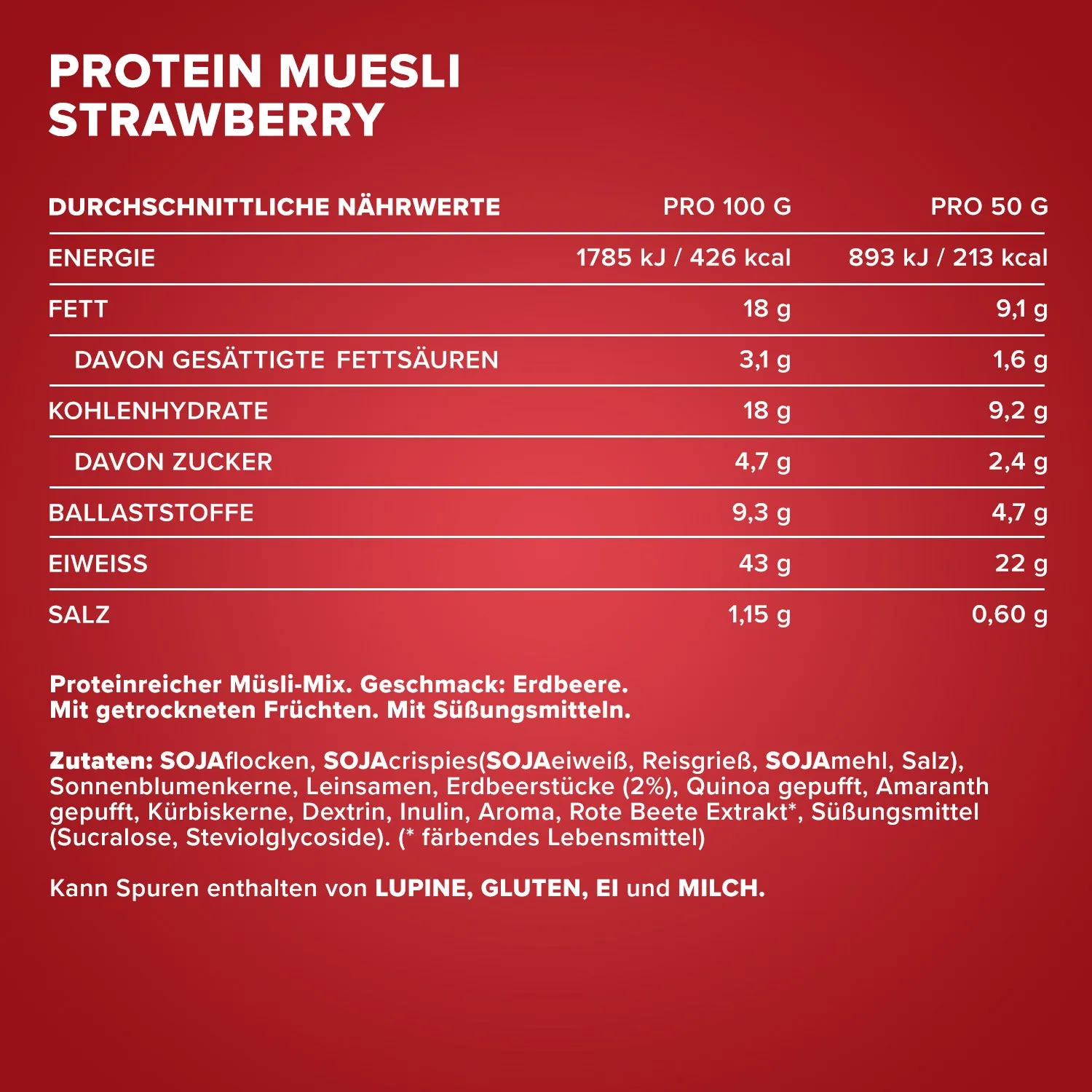 IronMaxx High Protein Müsli Erdbeere 550 g zuckerarm