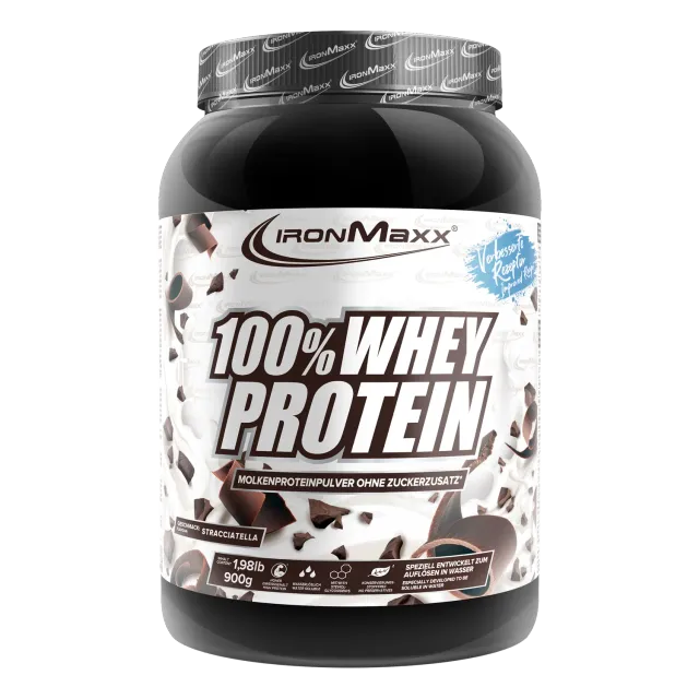 IronMaxx 100% Whey Protein Pulver 900g Stracciatella 80% Eiweiß