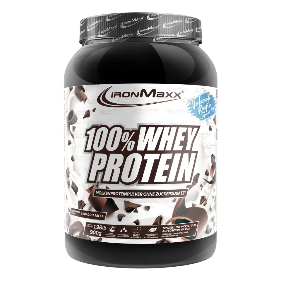 IronMaxx 100% Whey Protein Pulver 900g Stracciatella 80% Eiweiß