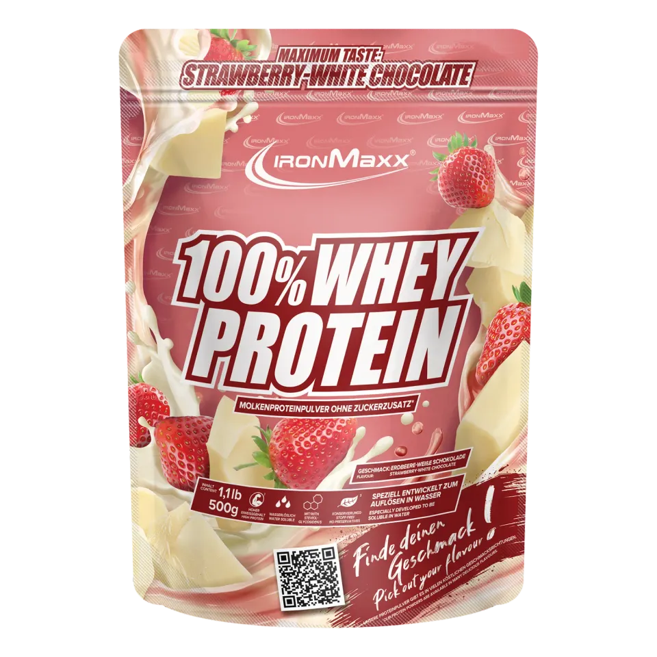 IronMaxx 100% Whey Protein 500g Weiße Schoko-Erdbeere