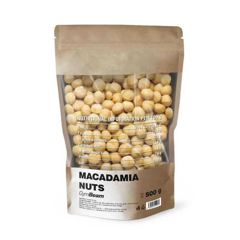 GymBeam Macadamianüsse ungesalzen 500 g veganer Snack