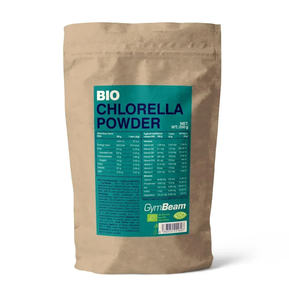 GymBeam Chlorella Pulver 250 g Bio vegan eisenreich