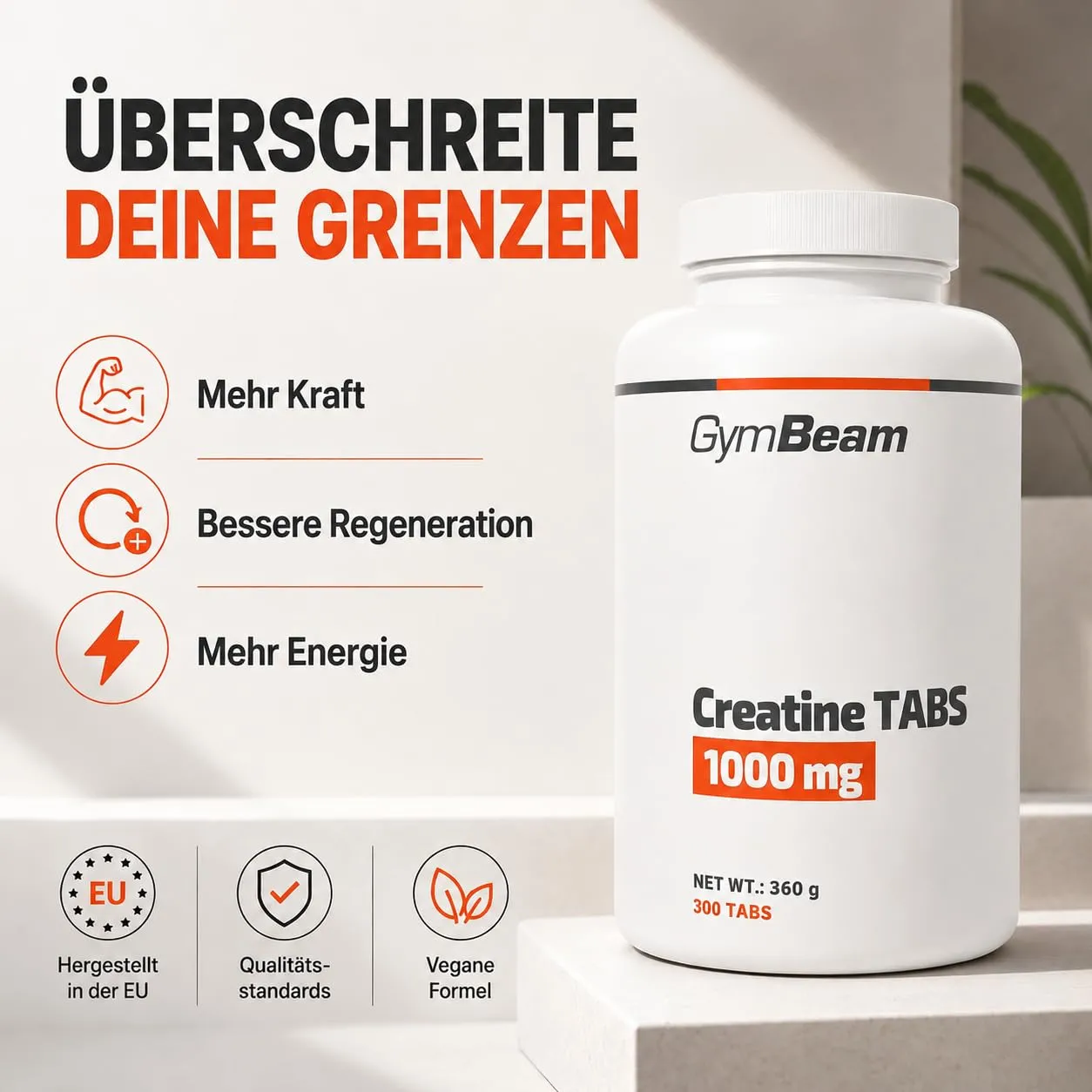 GymBeam Creatin Monohydrat Tabs 300 Tabletten vegan