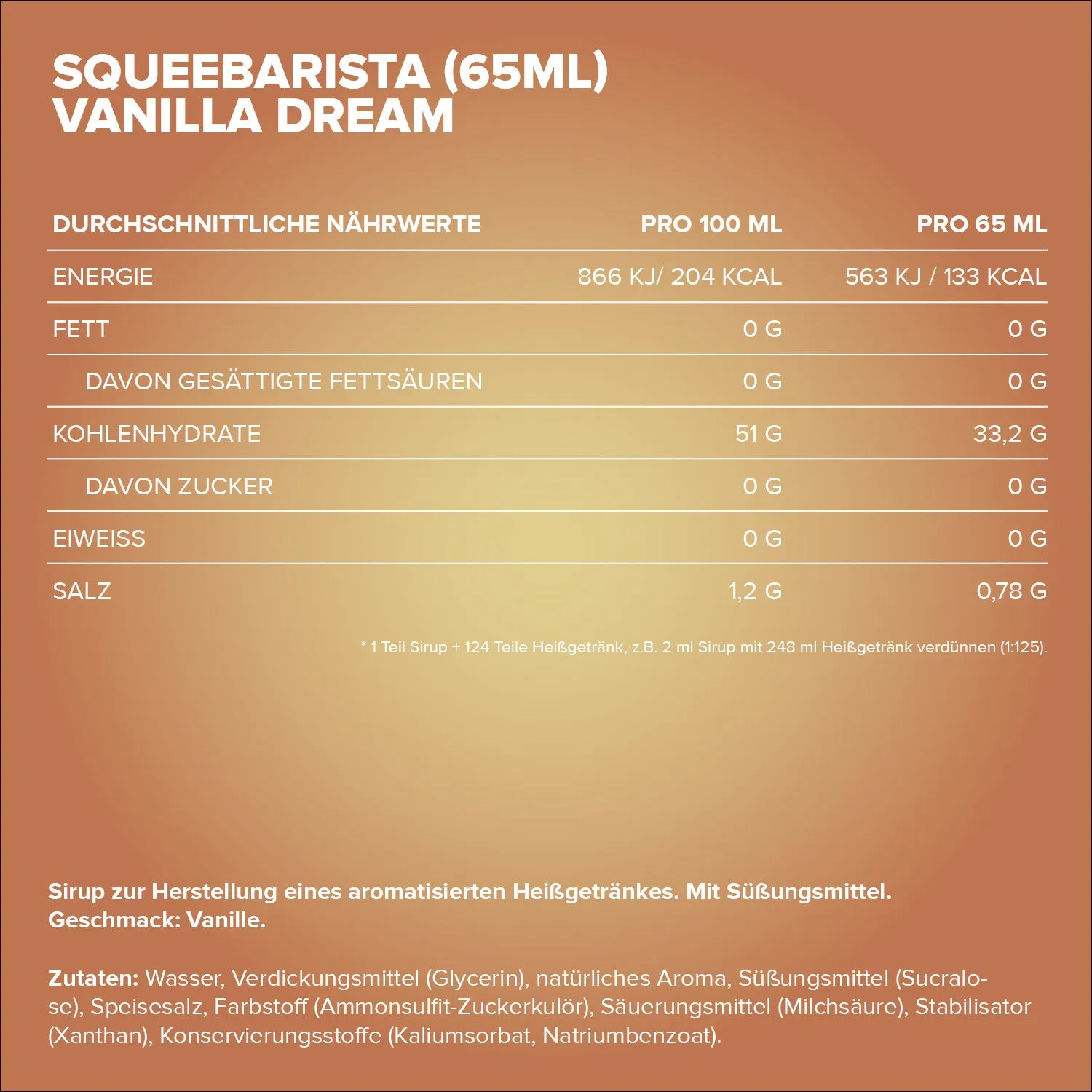 IronMaxx SqueeBarista Vanilla Dream Sirup 65ml zuckerfrei