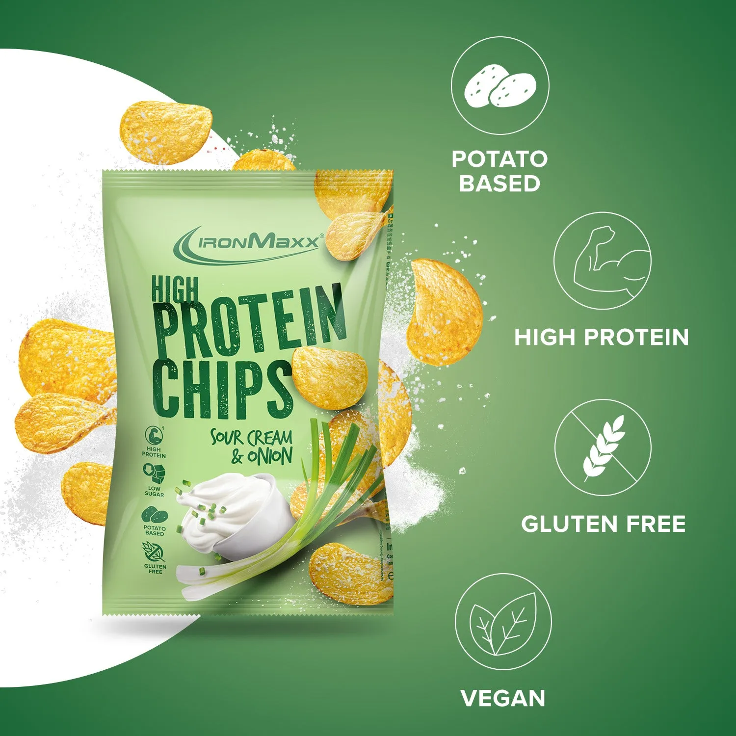 IronMaxx High Protein Potato Chips Sour Cream Onion 60g