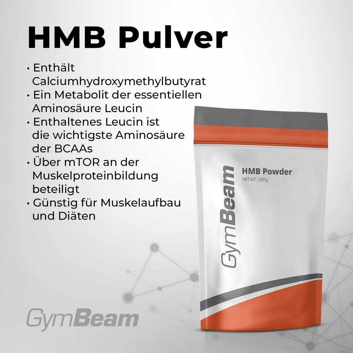 GymBeam HMB Pulver 300g für Muskelaufbau