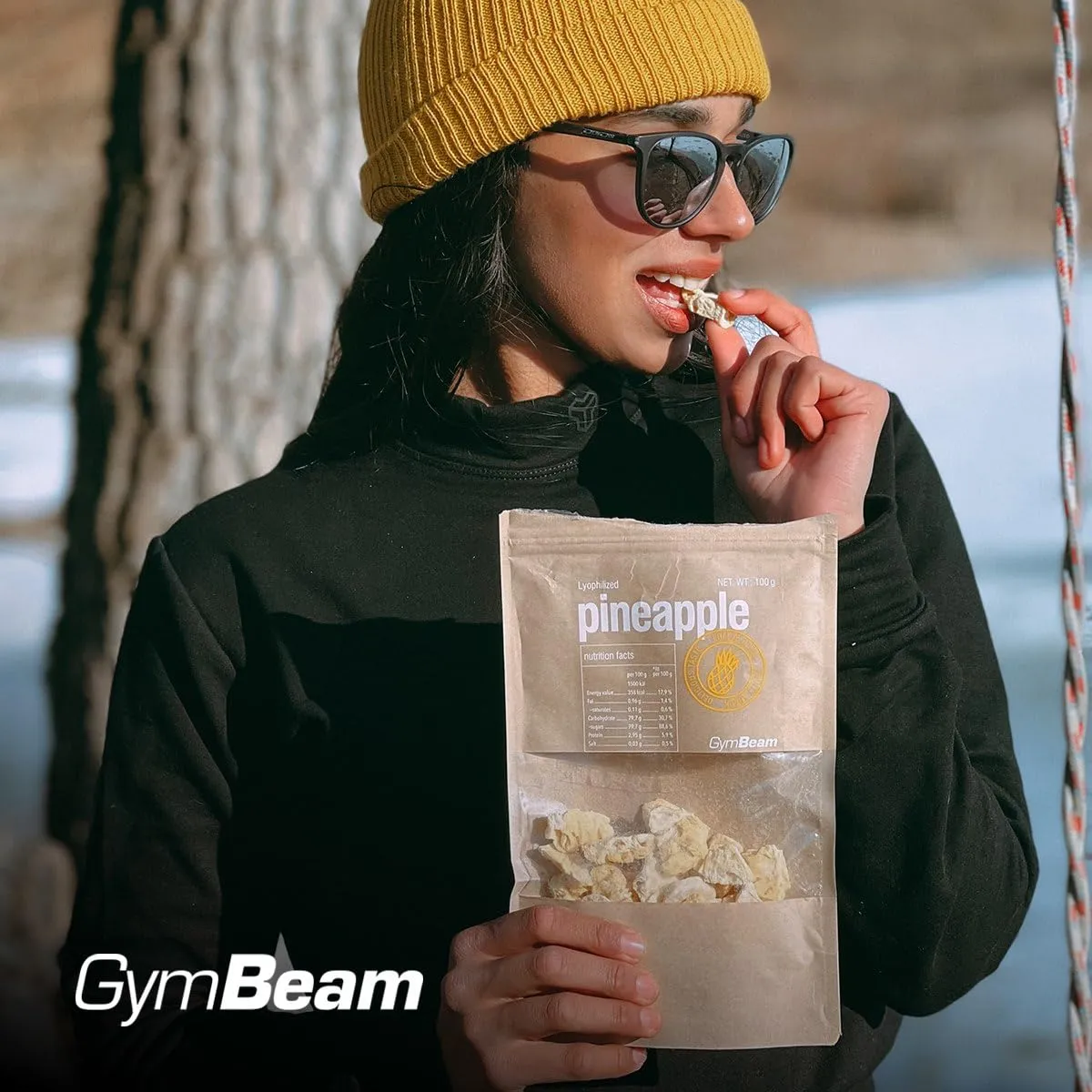 GymBeam gefriergetrocknete Ananas 100g ohne Zucker