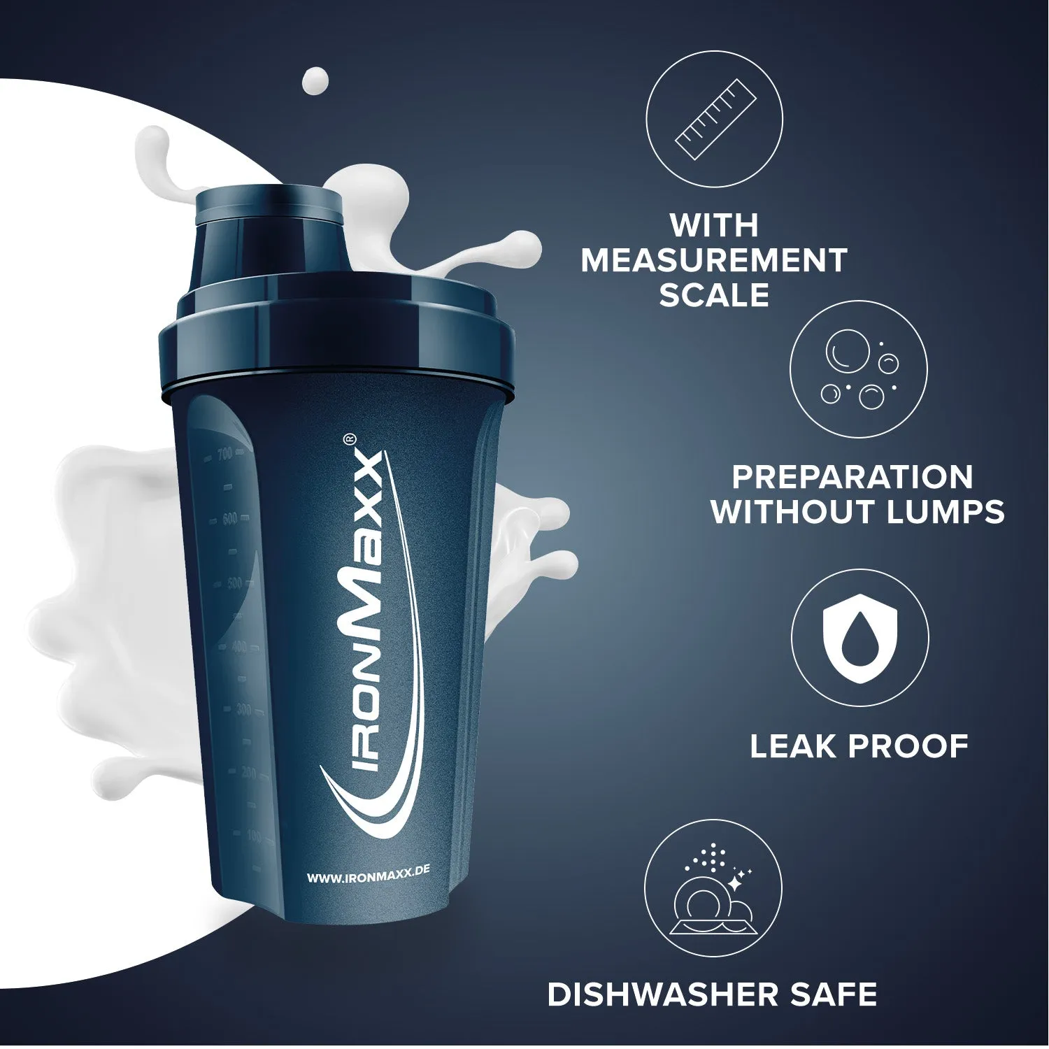 IronMaxx Shaker 700ml Mistle Blue mit Sieb